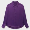 Best Another Sunday Cuffed Satin Shirt Women Shirts & Blouses