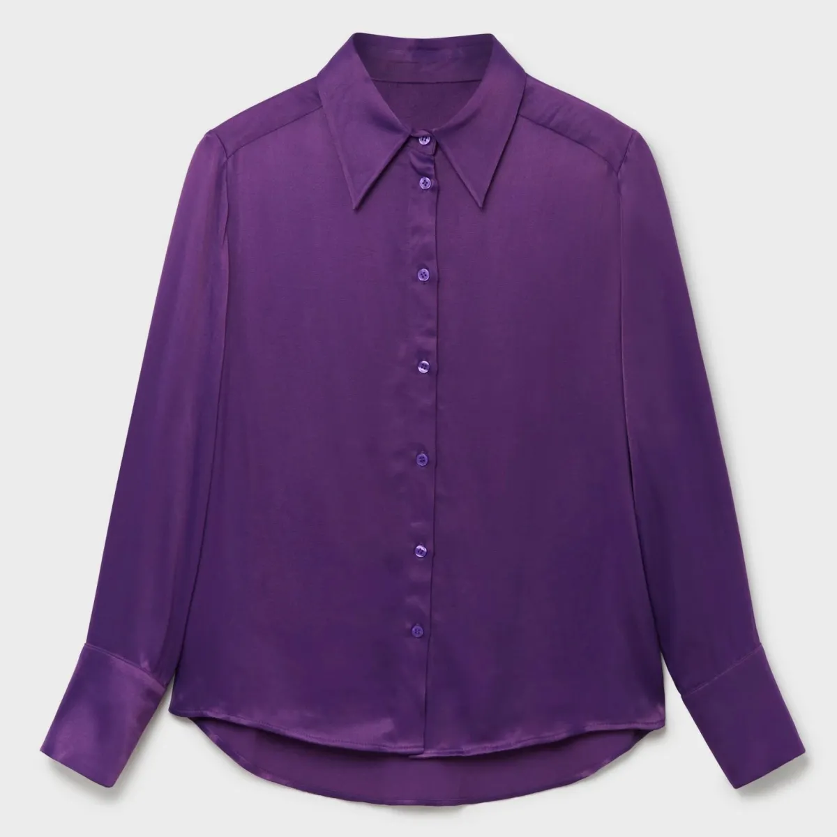 Best Another Sunday Cuffed Satin Shirt Women Shirts & Blouses