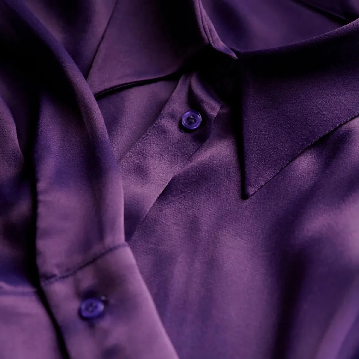 Best Another Sunday Cuffed Satin Shirt Women Shirts & Blouses