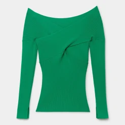 Sale Another Sunday Wrap Over Bardot Knitted Top Women Tops