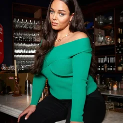 Sale Another Sunday Wrap Over Bardot Knitted Top Women Tops