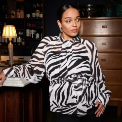 Outlet Another Sunday Knot Front Zebra Blouse Women Shirts & Blouses