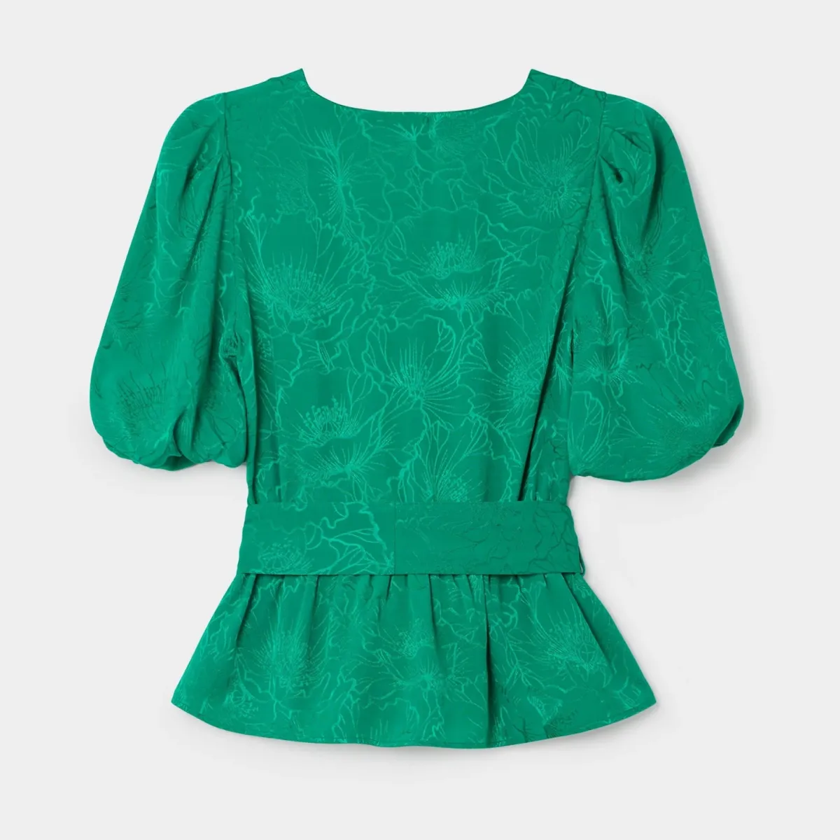 Fashion Another Sunday Puff Sleeve Jacquard Blouse Women Shirts & Blouses