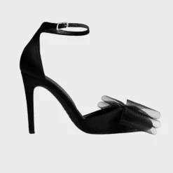 Discount Satin Bow Front Stiletto Heel Court Shoes Women Footwear