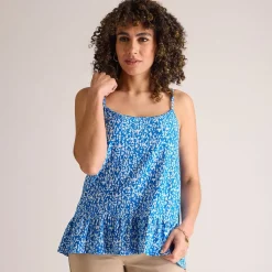 Hot Blue Crepe Strappy Vest Women Vests