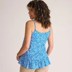 Hot Blue Crepe Strappy Vest Women Vests