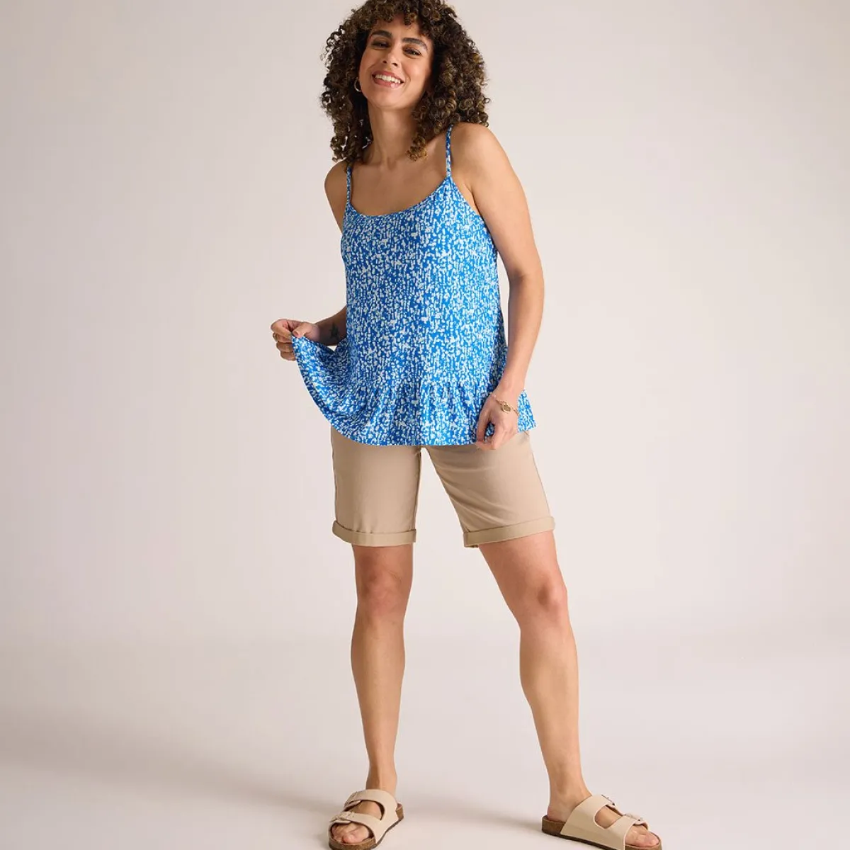Hot Blue Crepe Strappy Vest Women Vests