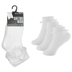 Discount Childrens 3 Pack Frilly Ankle Socks Kids Socks