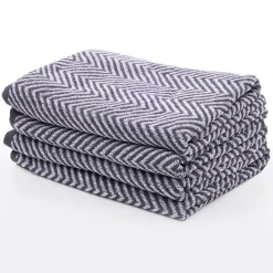 Clearance 100% Cotton Charcoal Zig Zag Sheets Towels