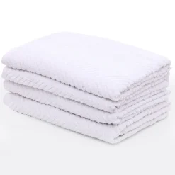 Online 100% Cotton White Zig Zag Sheets Towels