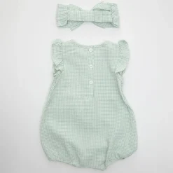 Discount Ex Store Girls Gingham Romper and Head Band Kids Dresses