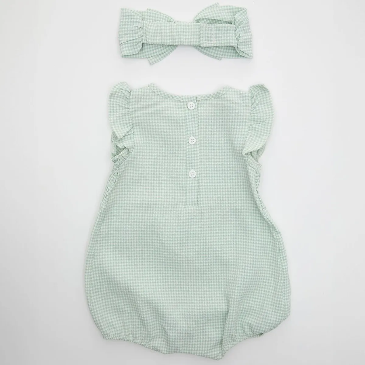 Discount Ex Store Girls Gingham Romper and Head Band Kids Dresses
