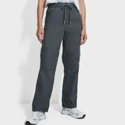 Outlet Ex Store Ladies Charcoal Drawstring Poplin Straight Leg Trousers Women Trousers