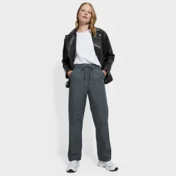 Outlet Ex Store Ladies Charcoal Drawstring Poplin Straight Leg Trousers Women Trousers