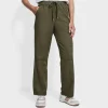 Sale Ex Store Ladies Drawstring Poplin Straight Leg Trousers Women Trousers