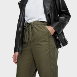 Sale Ex Store Ladies Drawstring Poplin Straight Leg Trousers Women Trousers