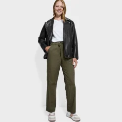 Sale Ex Store Ladies Drawstring Poplin Straight Leg Trousers Women Trousers