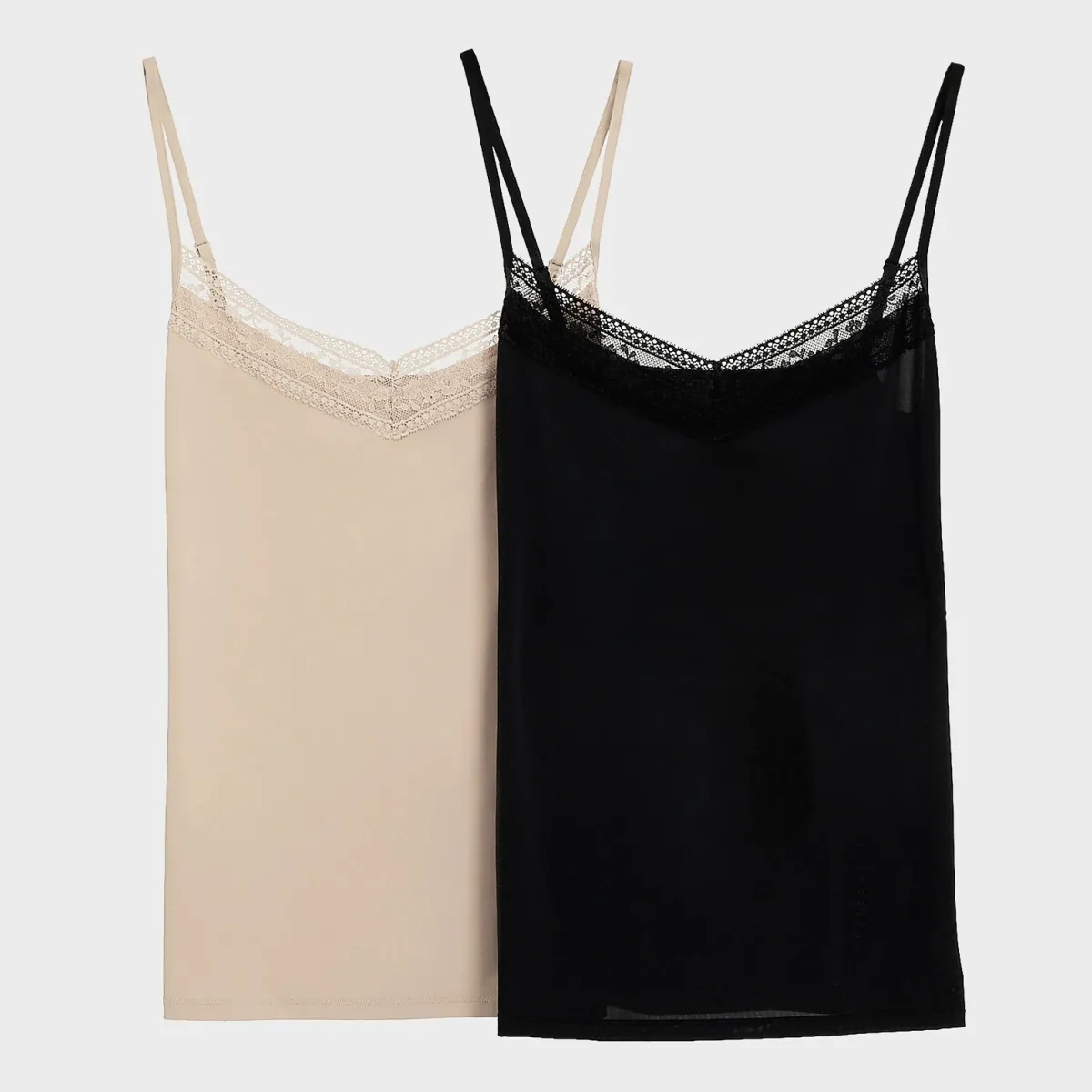 New Ex Store Ladies 2pk Super Soft Lace Vests Women Vests