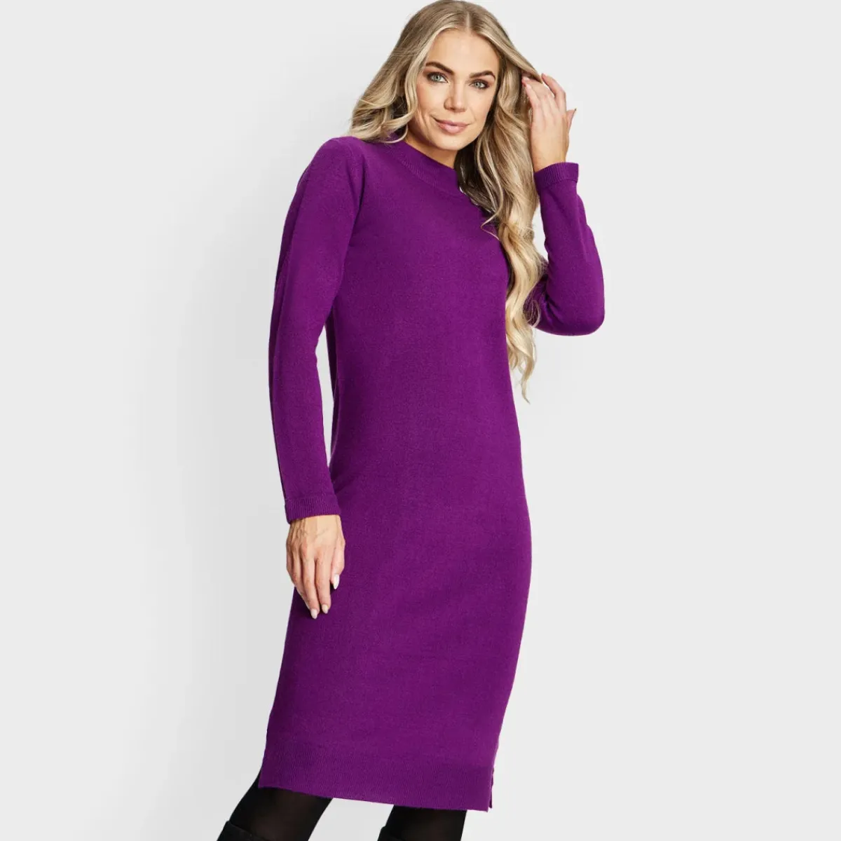 Sale Ex Store Ladies Plum Knitted Dress Women Knitwear | Knitwear