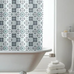 Discount Geo Tiles Shower Curtain Curtains