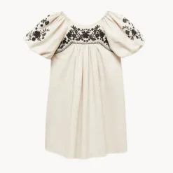 Fashion Girls` Embroidred Floral Linen Mix Dress Kids Dresses