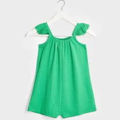 Online Girls Green Seersucker Romper Kids Dresses