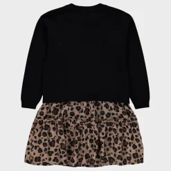 Clearance Girls Leopard Print 2 in 1 Jumper Skirt Kids Dresses
