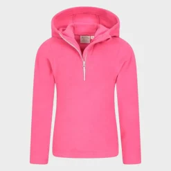 Clearance Girls Rosa Plain Hooded Half Zip Fleece Kids Jackets & Coats