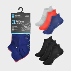 Best Kids 3 Pack Trainer Socks with Grippers Kids Socks
