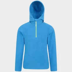 Hot Kids Dark Blue Plain Half Zip Hooded Fleece Kids Hoodies & Sweatshirts