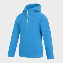 Hot Kids Dark Blue Plain Half Zip Hooded Fleece Kids Hoodies & Sweatshirts