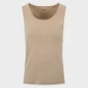 Outlet Ladies Basic Crew Neck Vest - Camel Women Basics