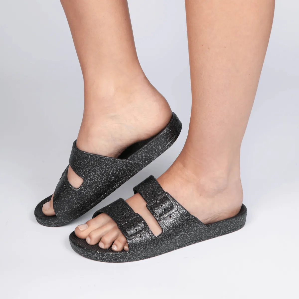 Online Ladies Glitter 2 Buckle Slider Women Footwear