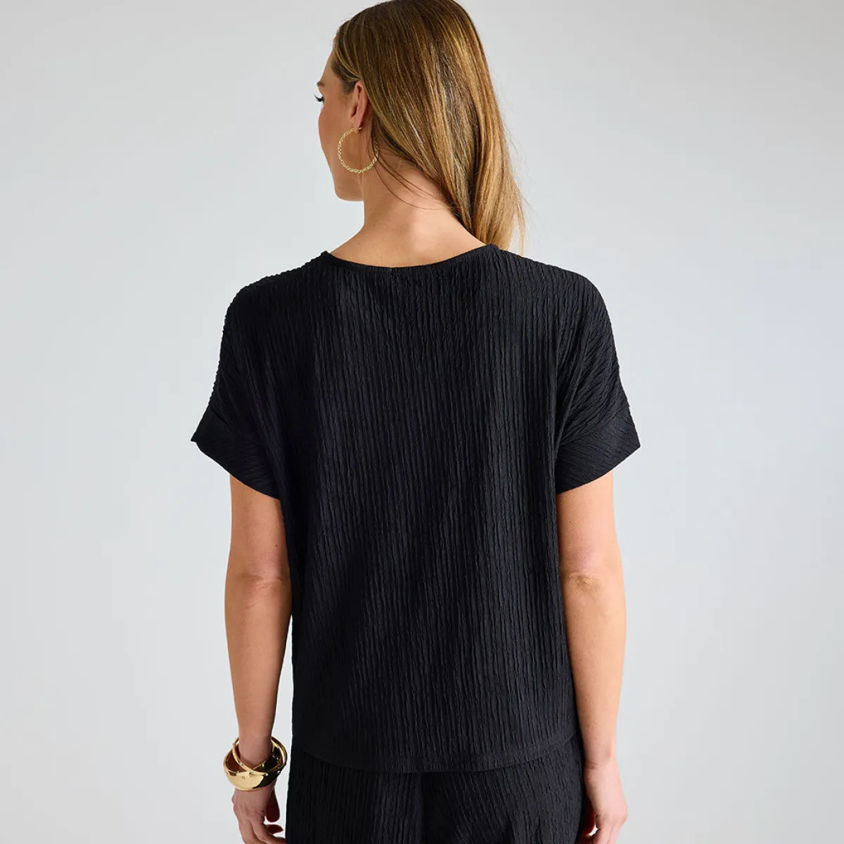 Clearance Ladies Plisse Tie Front Top Women Plissé | Plissé