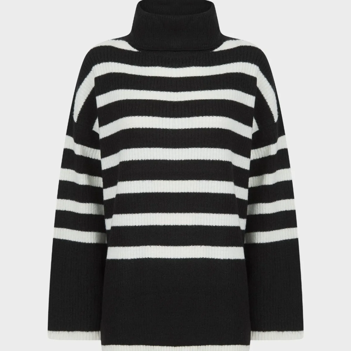 New Ladies Stripe Roll Neck Jumper Women Hoodies & Sweatshirts