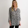 Best Ladies Black/White Leaf Printed Crinkle Shirt Women Shirts & Blouses