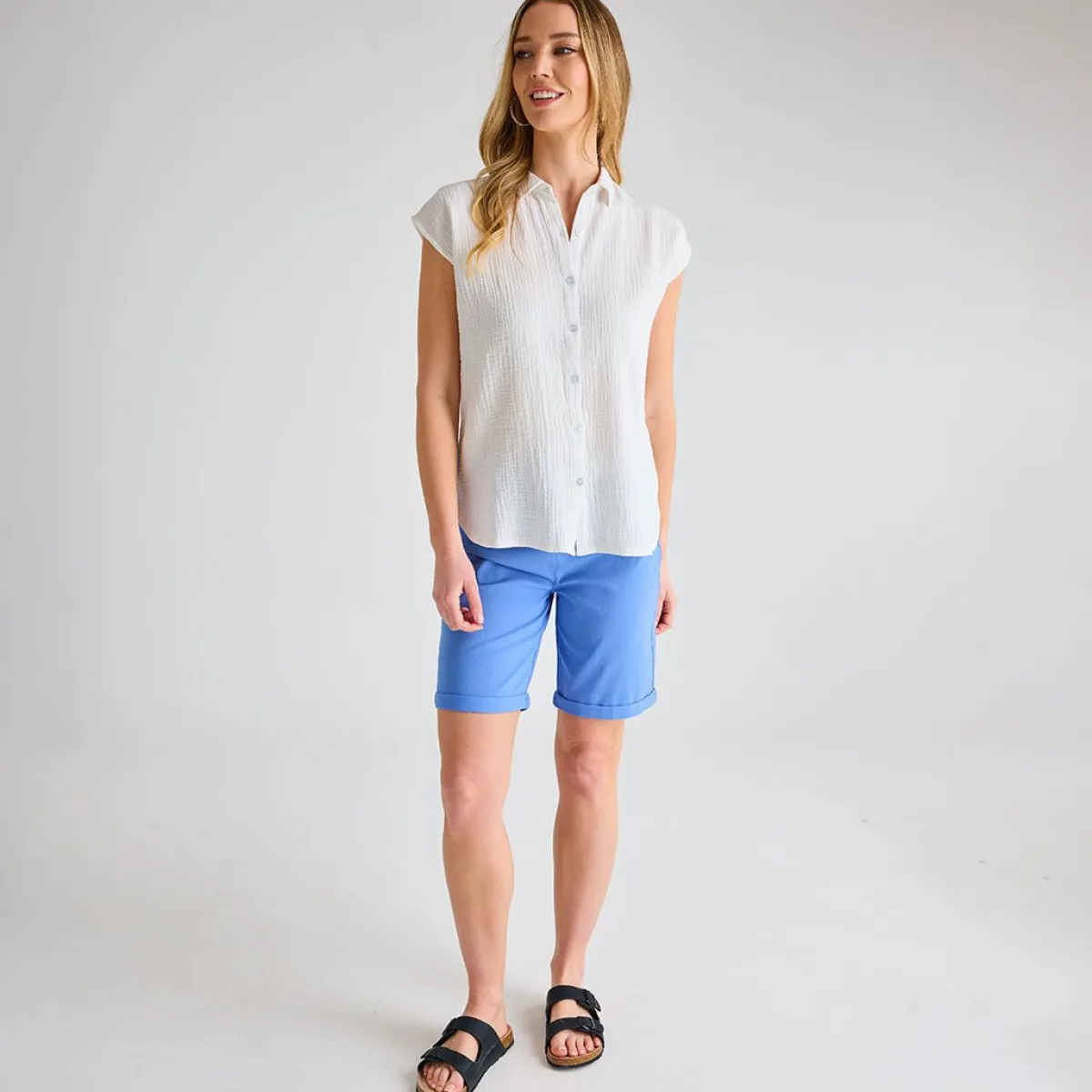 Best Ladies Blue Turn Up Short Women Shorts