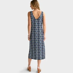 Discount Ladies Blue V Neck Sleeveless Dress Women Dresses | Dresses