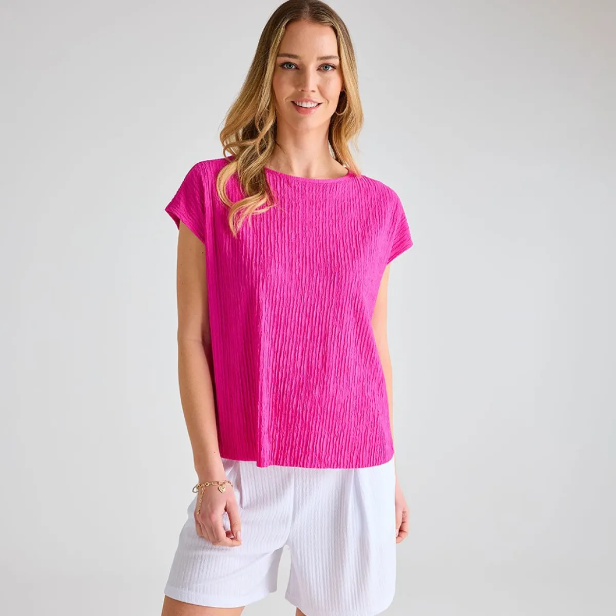 Outlet Ladies Cerise Plisse Top Women Plissé | Plissé