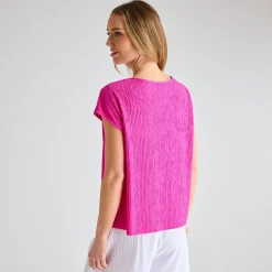 Outlet Ladies Cerise Plisse Top Women Plissé | Plissé