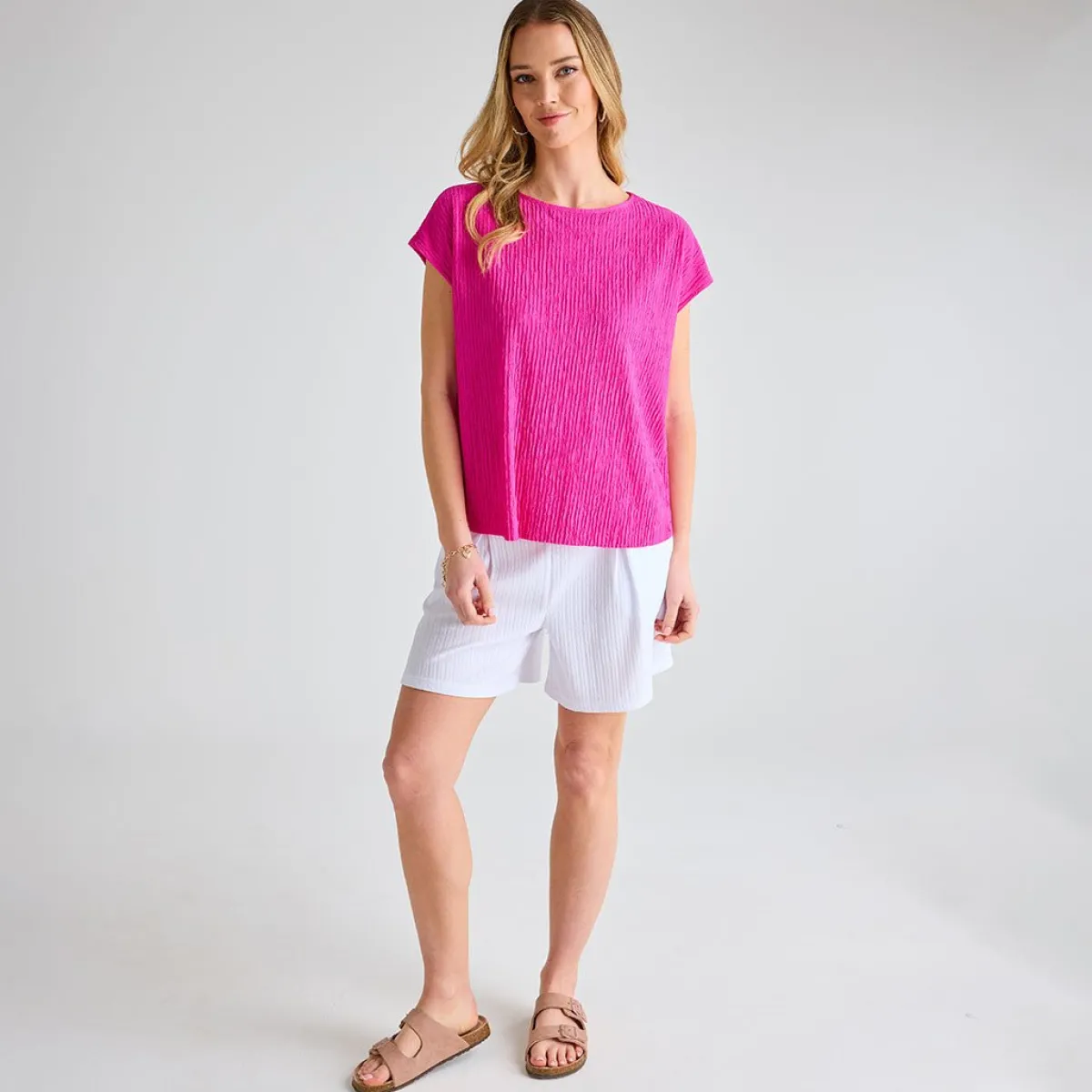Outlet Ladies Cerise Plisse Top Women Plissé | Plissé
