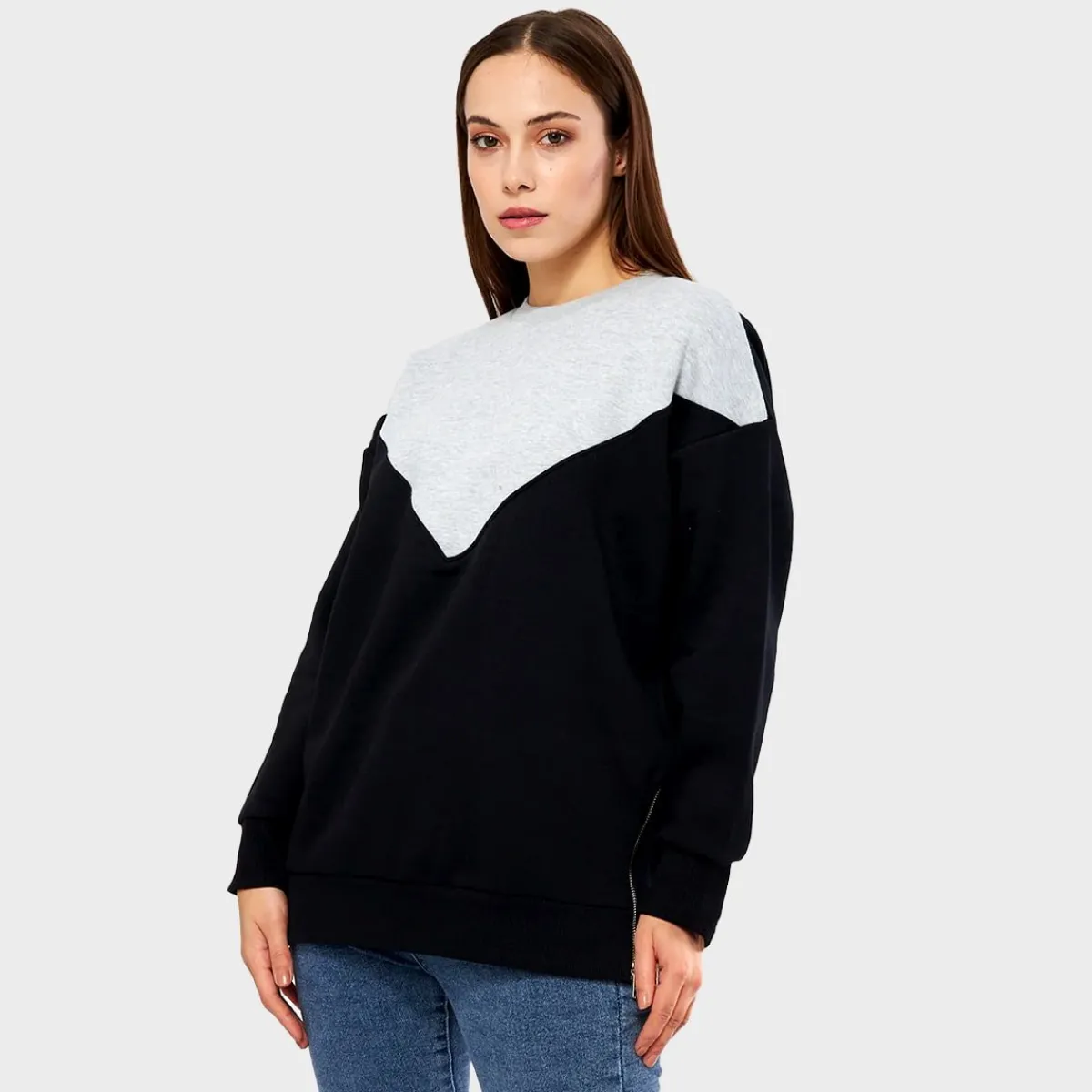 Hot Ladies Chevron with Zips Jumper Women Hoodies & Sweatshirts
