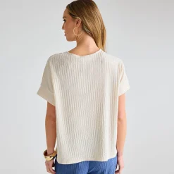 Discount Ladies Cream Plisse Tie Front Top Women Plissé | Plissé