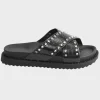New Ladies Crossover Strap Stud Sandal Women Footwear