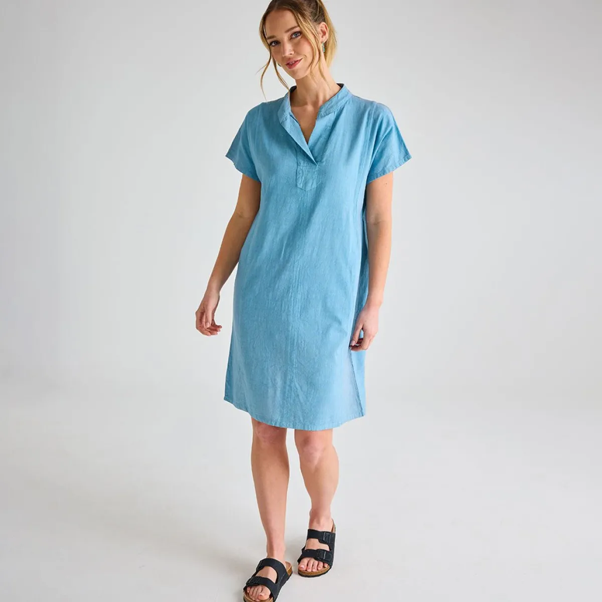 Discount Ladies Denim Linen Pocket Dress Women Linen | Dresses