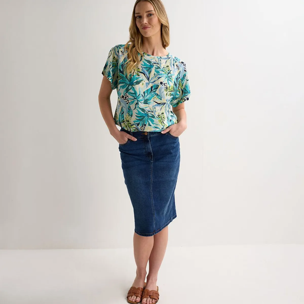 Sale Ladies Denim Midi Skirt Women Joggers & Leggings | Jeans