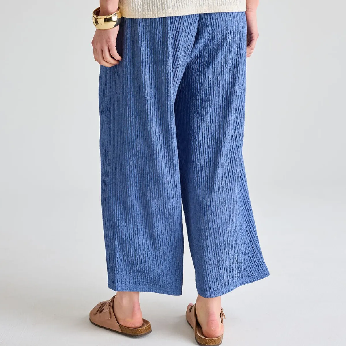 Sale Ladies Denim Plisse 3/4 Trouser Women Plissé | Plissé