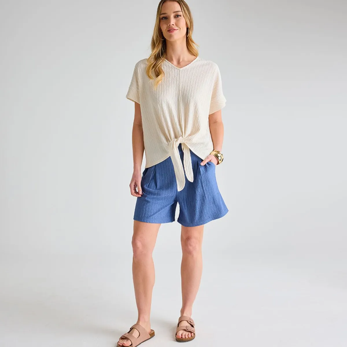 Clearance Ladies Denim Plisse Shorts Women Plissé | Plissé