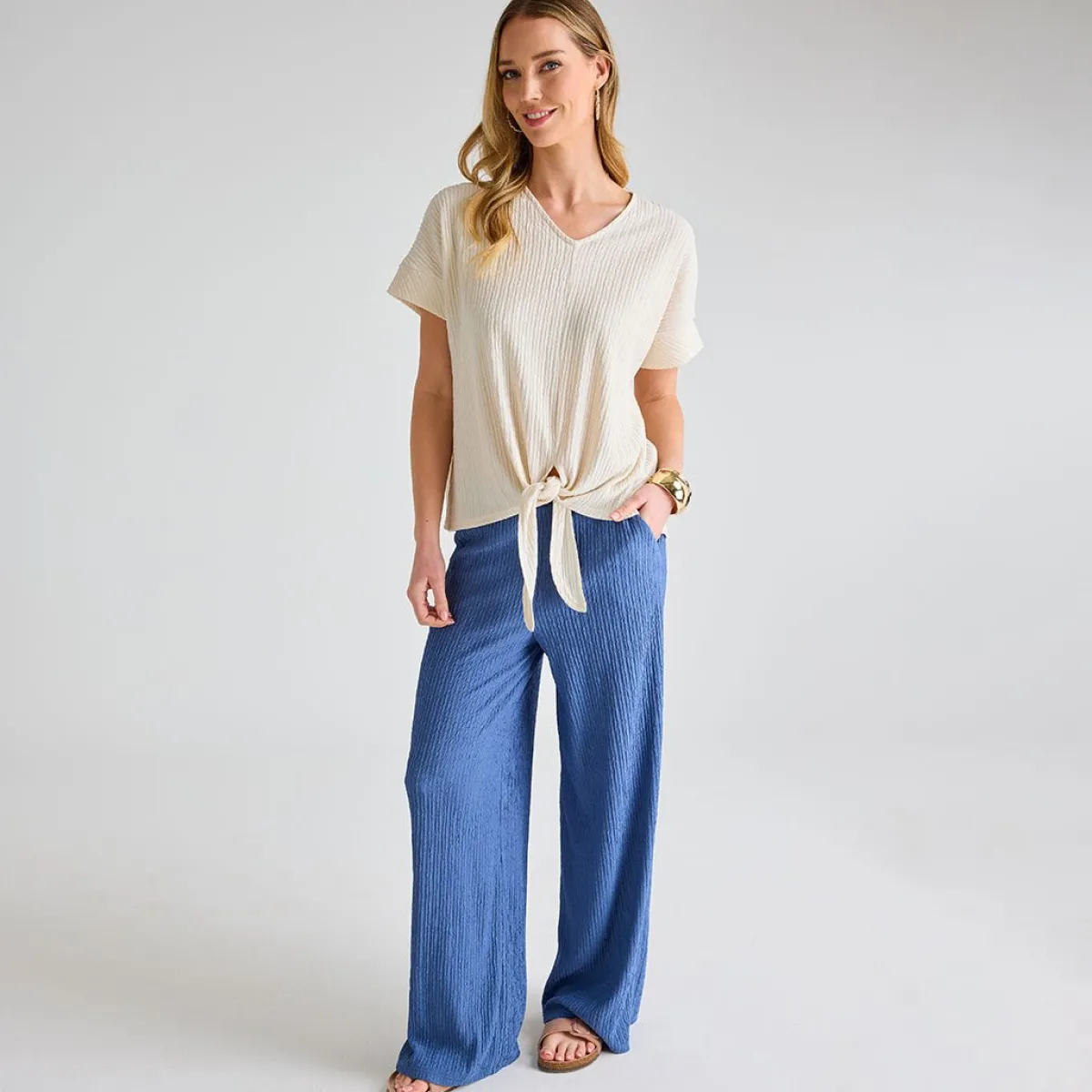 Clearance Ladies Denim Plisse Trouser Women Plissé | Plissé