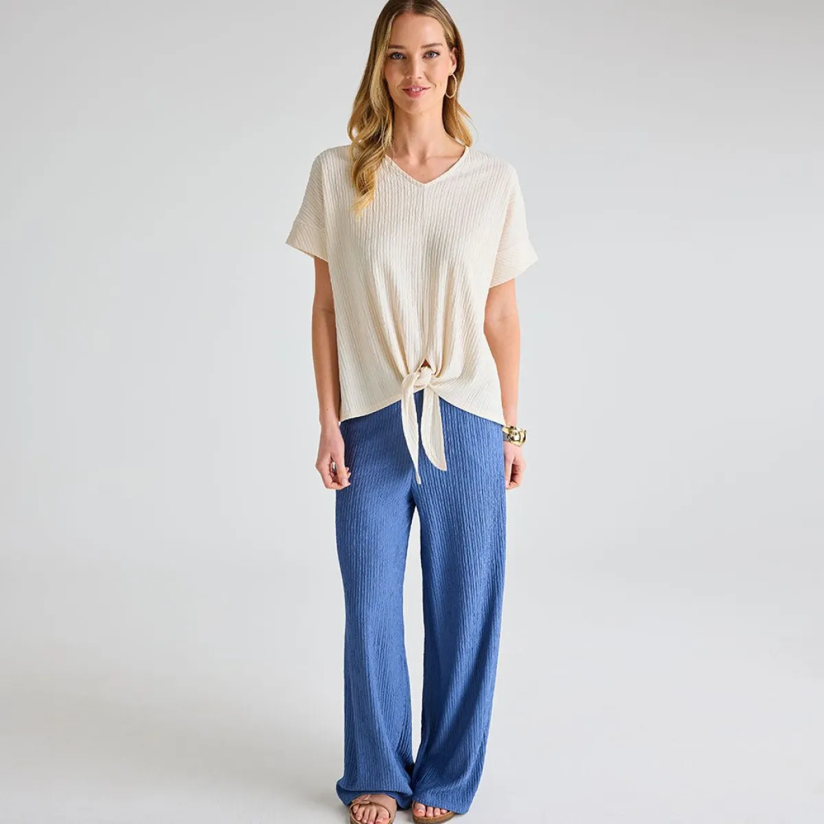 Clearance Ladies Denim Plisse Trouser Women Plissé | Plissé